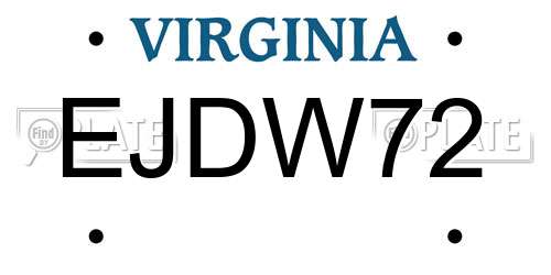 EJDW72 Virginia License Plate