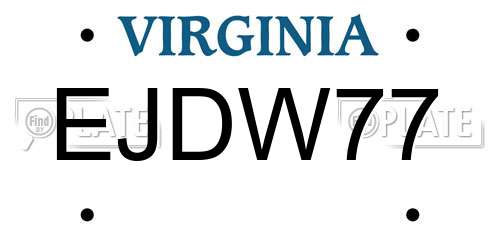 EJDW77 Virginia License Plate