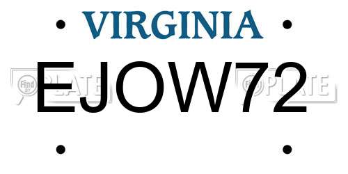 EJOW72 Virginia License Plate