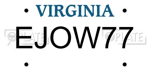 EJOW77 Virginia License Plate