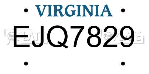EJQ7829 Virginia License Plate
