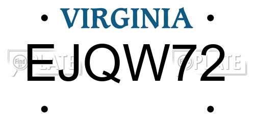 EJQW72 Virginia License Plate
