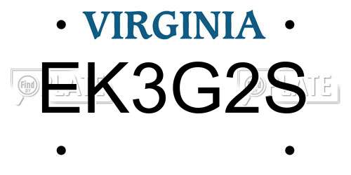 EK3G2S Virginia License Plate