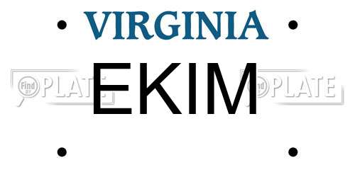 EKIM Virginia License Plate