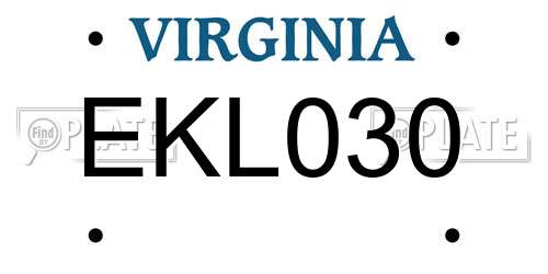 EKL030 Virginia License Plate