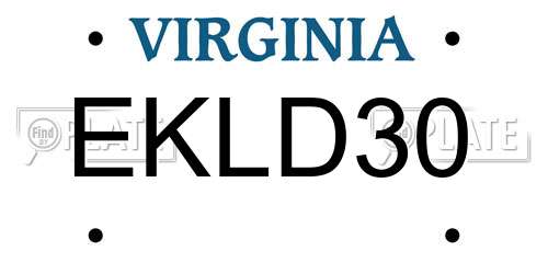 EKLD30 Virginia License Plate