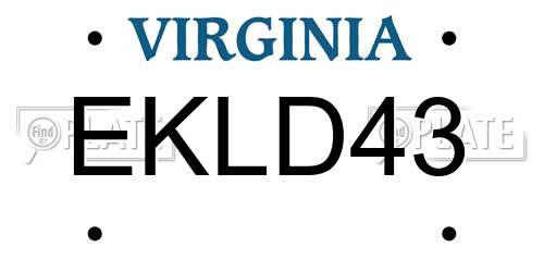 EKLD43 Virginia License Plate