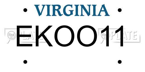EKOO11 Virginia License Plate