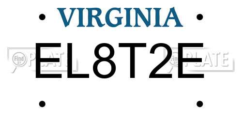 EL8T2E Virginia License Plate