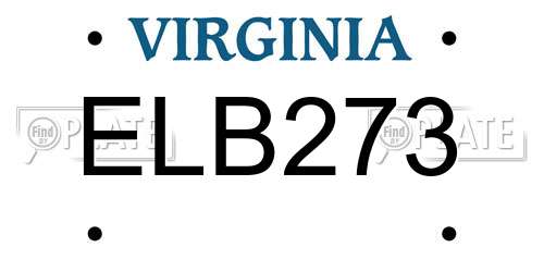 ELB273 Virginia License Plate