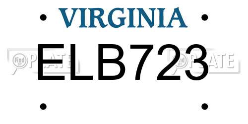 ELB723 Virginia License Plate