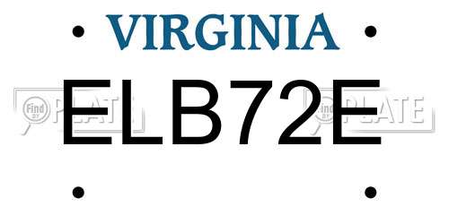ELB72E Virginia License Plate