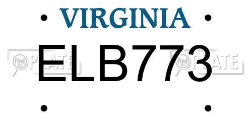 ELB773 Virginia License Plate