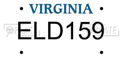 ELD159 Virginia License Plate