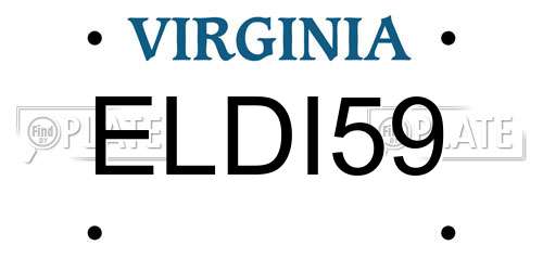 ELDI59 Virginia License Plate