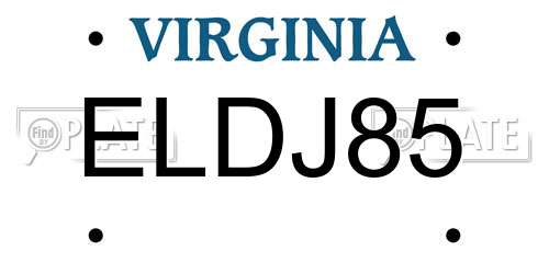 ELDJ85 Virginia License Plate