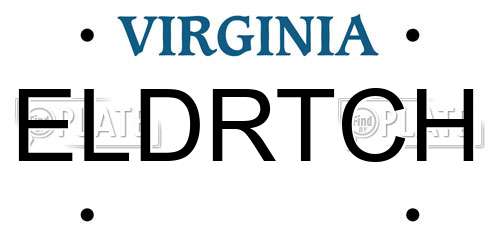 ELDRTCH Virginia License Plate