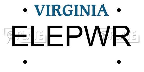 ELEPWR Virginia License Plate