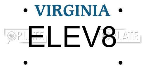 ELEV8 Virginia License Plate