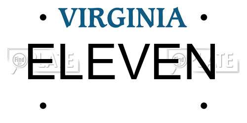 ELEVEN Virginia License Plate