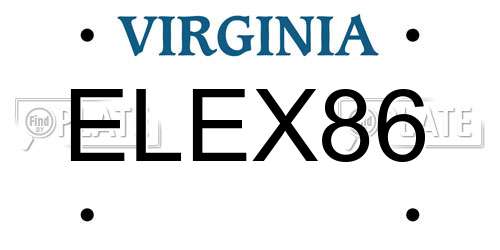 ELEX86 Virginia License Plate
