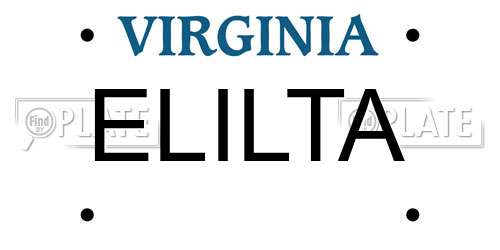 ELILTA Virginia License Plate