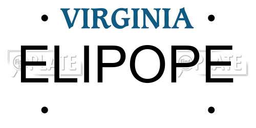 ELIPOPE Virginia License Plate