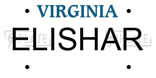 ELISHAR Virginia License Plate