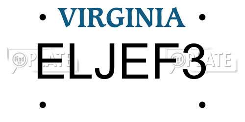 ELJEF3 Virginia License Plate