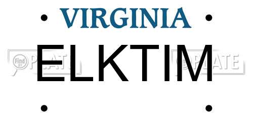 ELKTIM Virginia License Plate