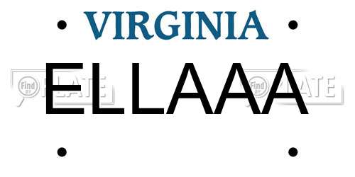 ELLAAA Virginia License Plate