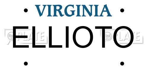 ELLIOTO Virginia License Plate