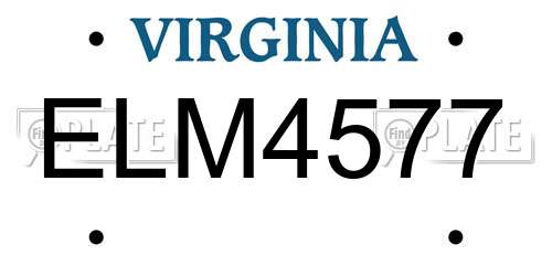 ELM4577 Virginia License Plate