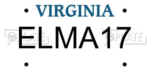 ELMA17 Virginia License Plate