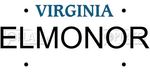 ELMONOR Virginia License Plate