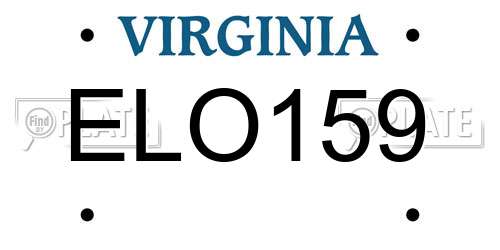 ELO159 Virginia License Plate