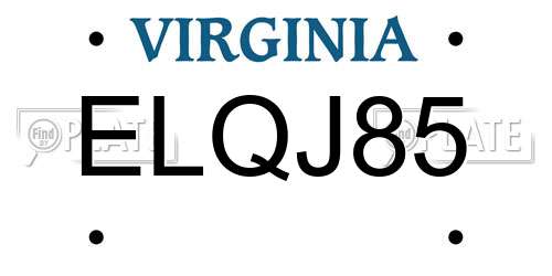 ELQJ85 Virginia License Plate