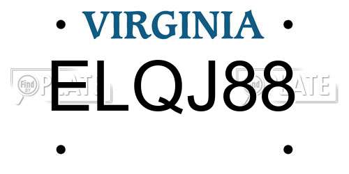 ELQJ88 Virginia License Plate