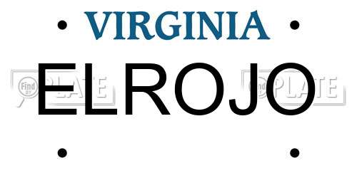 ELROJO Virginia License Plate