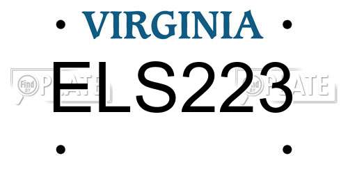 ELS223 Virginia License Plate
