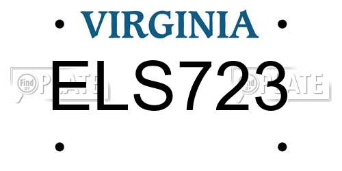 ELS723 Virginia License Plate