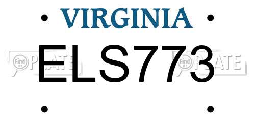 ELS773 Virginia License Plate