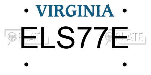 ELS77E Virginia License Plate