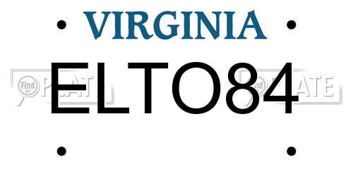 ELTO84 Virginia License Plate