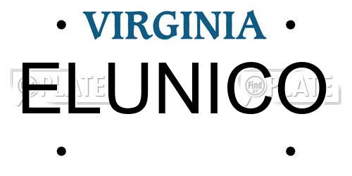 ELUNICO Virginia License Plate