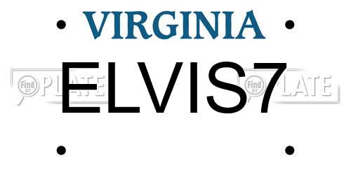 ELVIS7 Virginia License Plate