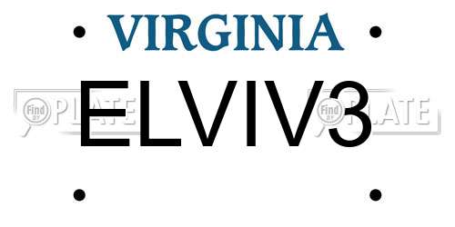 ELVIV3 Virginia License Plate