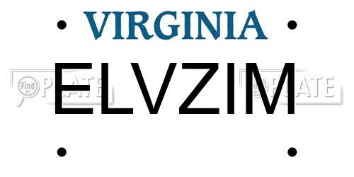 ELVZIM Virginia License Plate