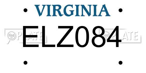 ELZ084 Virginia License Plate