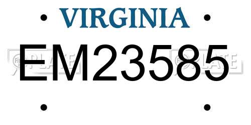 EM23585 Virginia License Plate
